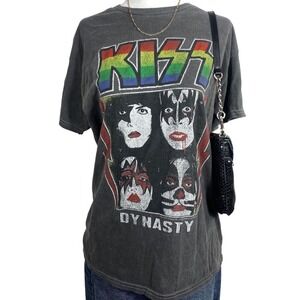 KISS Graphic Band Tee‎ Womens Small Oversized Baggy Grunge Punk Skater